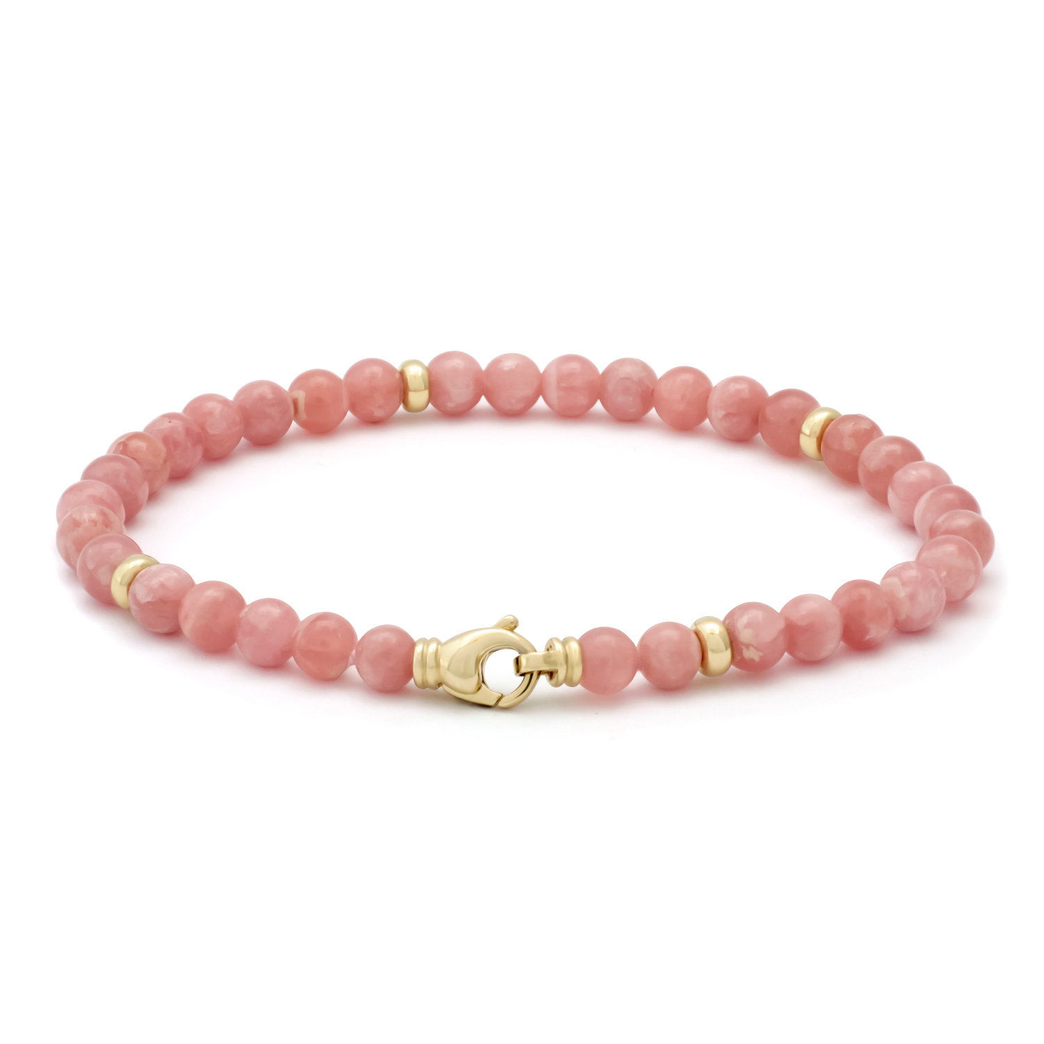 Armband, geelgoud, rhodochrosiet