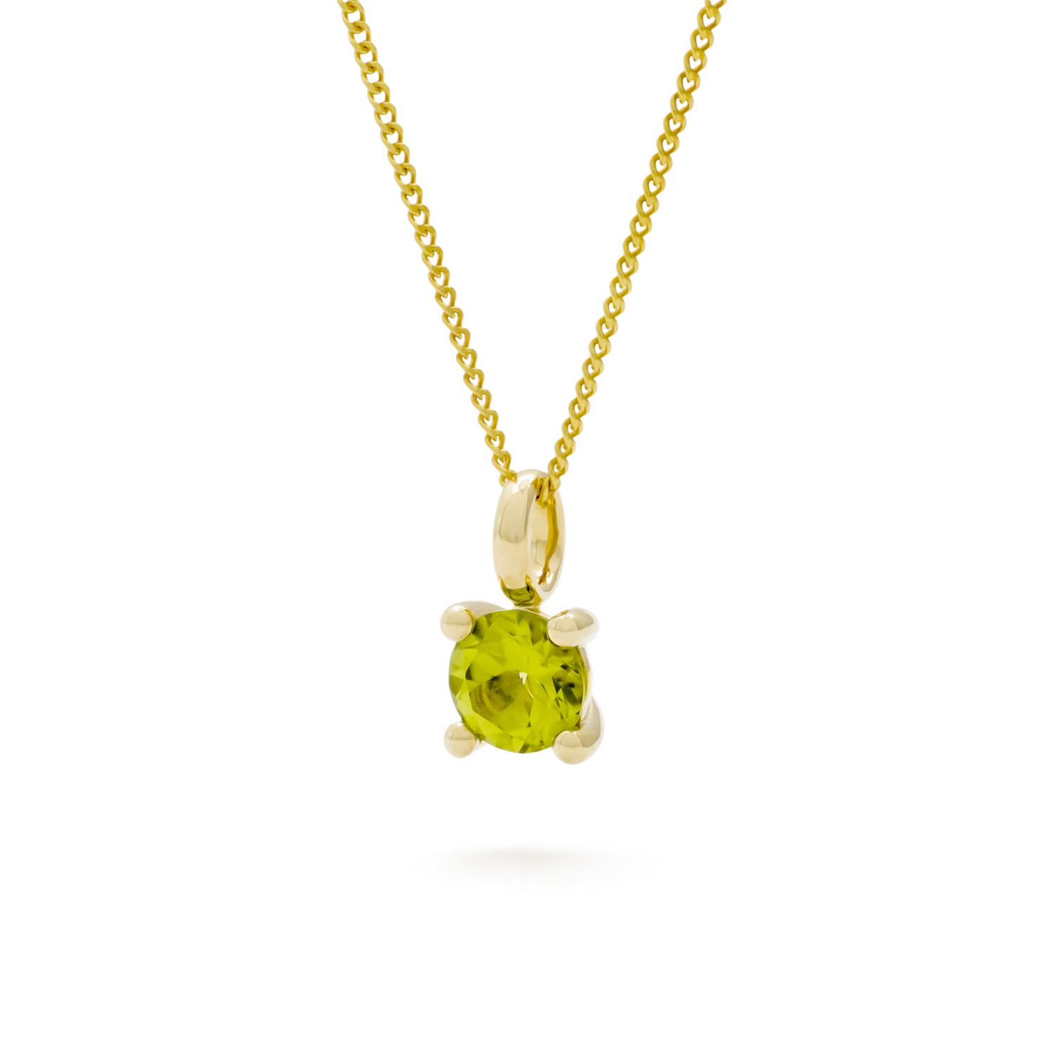 Susan hanger met ketting, geelgoud, peridot