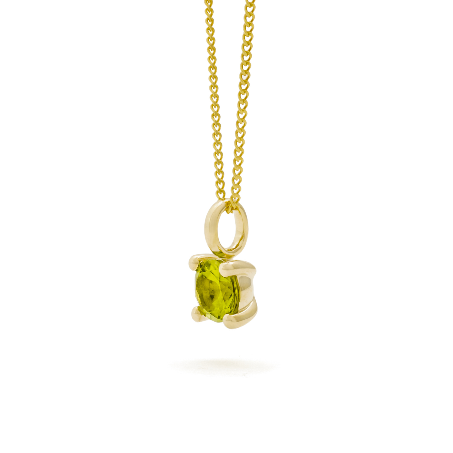 Susan hanger met ketting, geelgoud, peridot