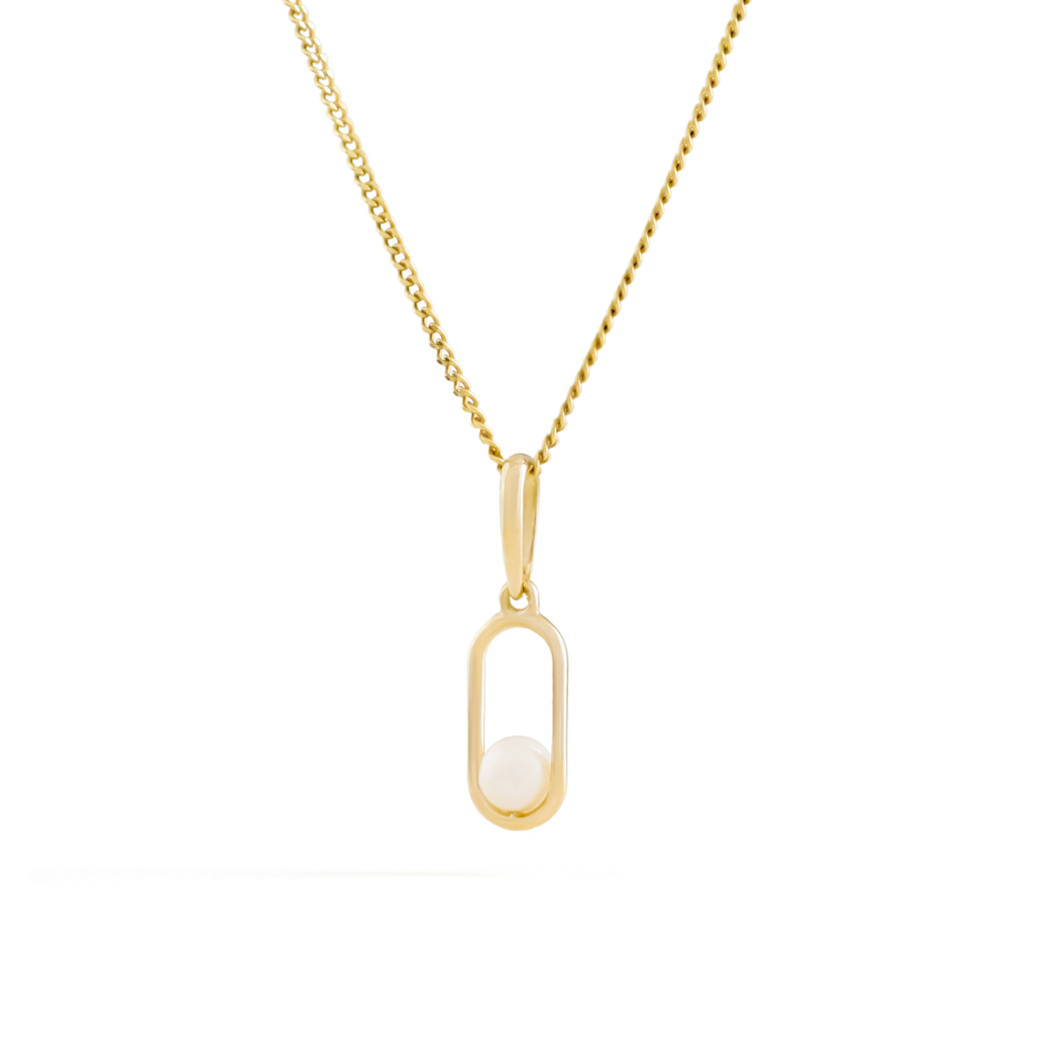 Sierra parelhanger met ketting, geelgoud, zoetwaterparel