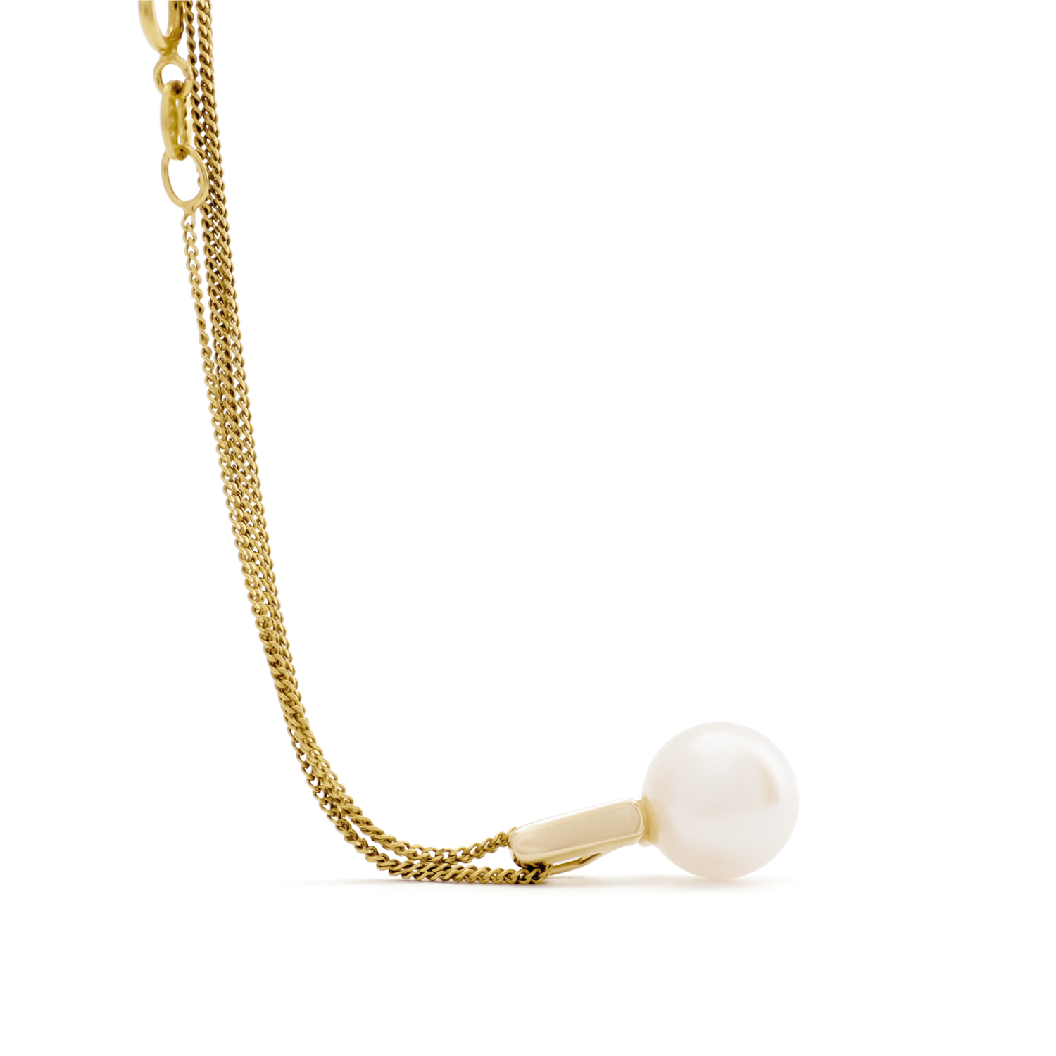Sky hanger met ketting, geelgoud, zoetwaterparel
