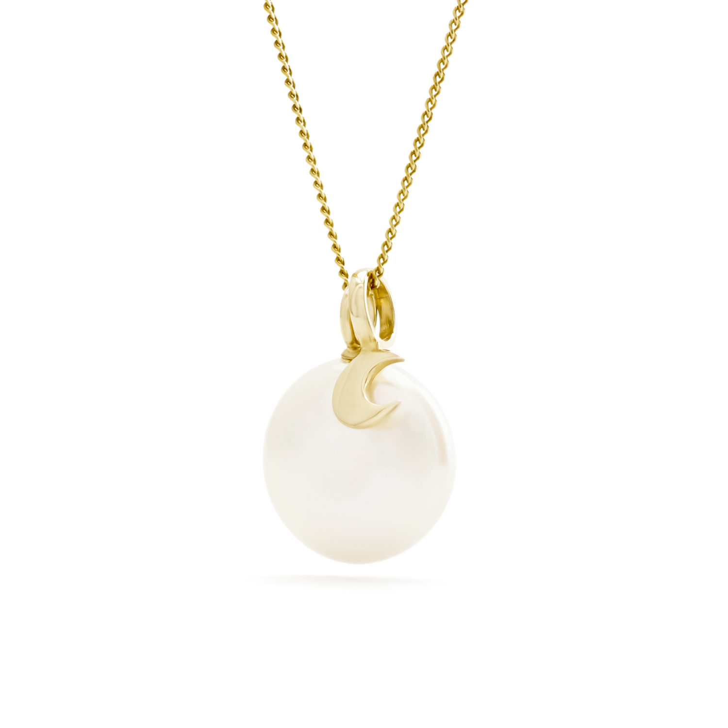 Sorella Maan parelhanger met ketting, geelgoud, zoetwaterparel