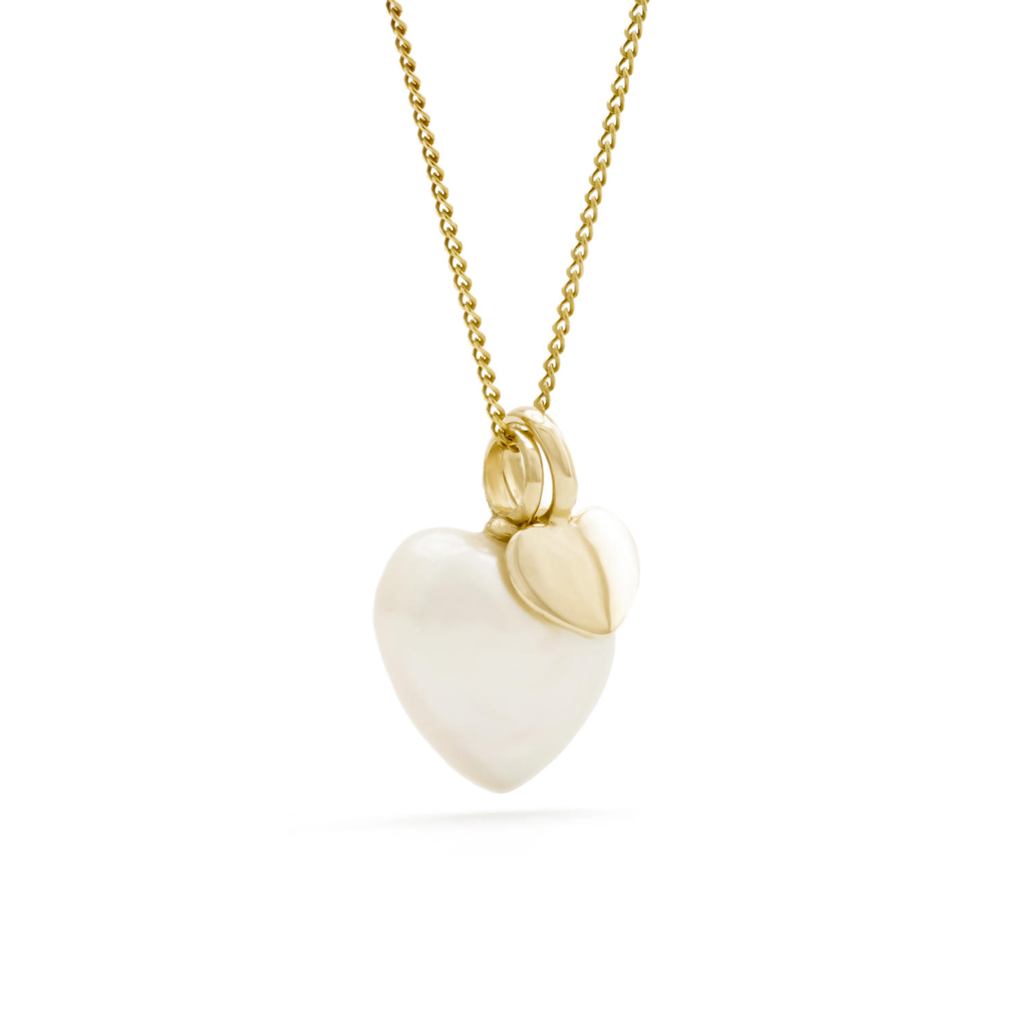Sorella Hart parelhanger met ketting, geelgoud, zoetwaterparel