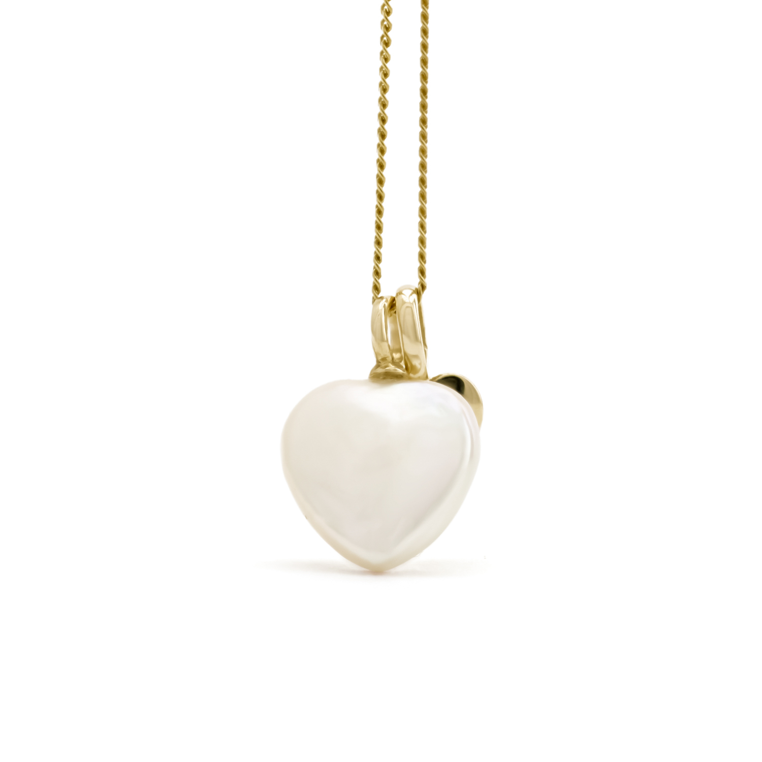 Sorella Hart parelhanger met ketting, geelgoud, zoetwaterparel