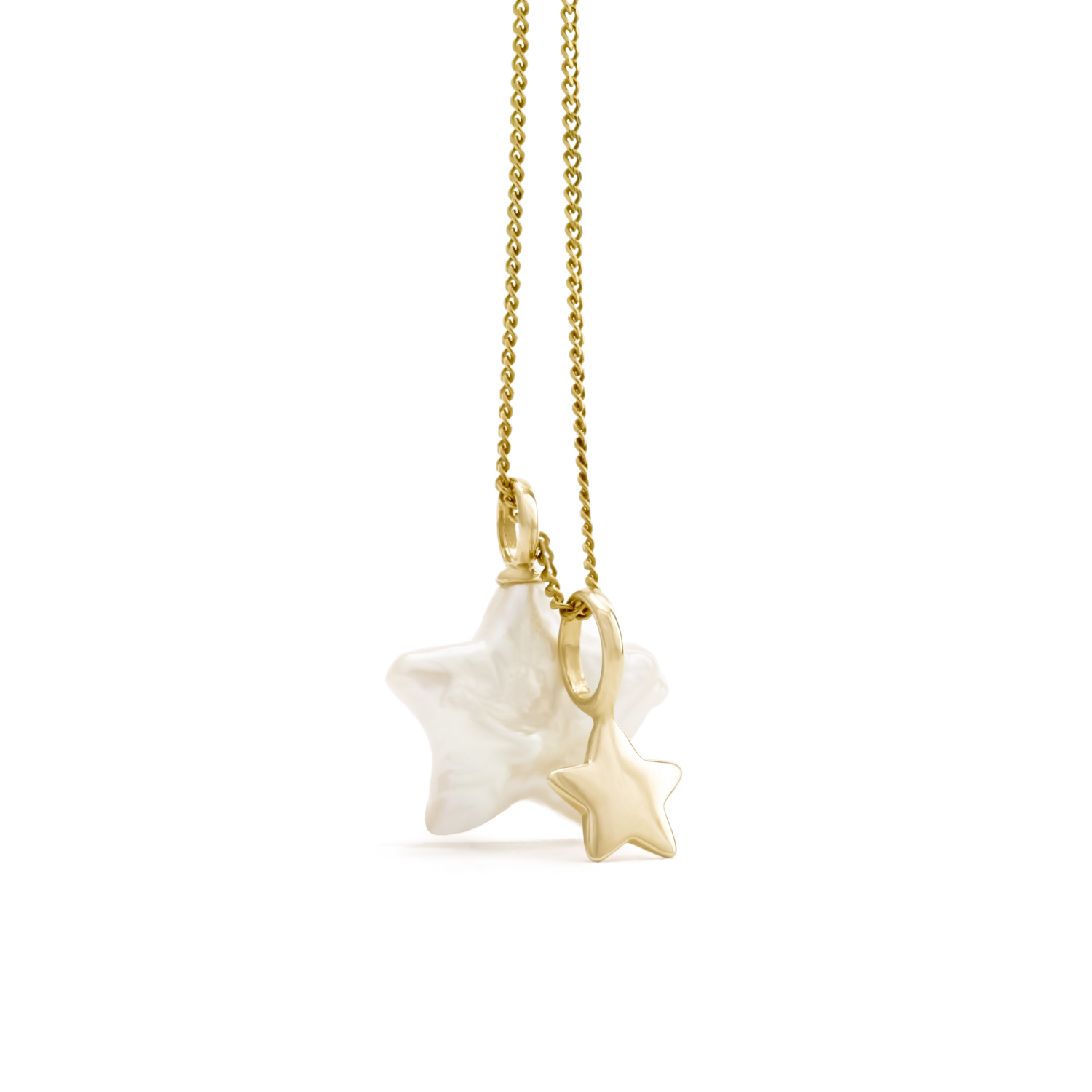 Sorella Ster parelhanger met ketting, geelgoud, zoetwaterparel