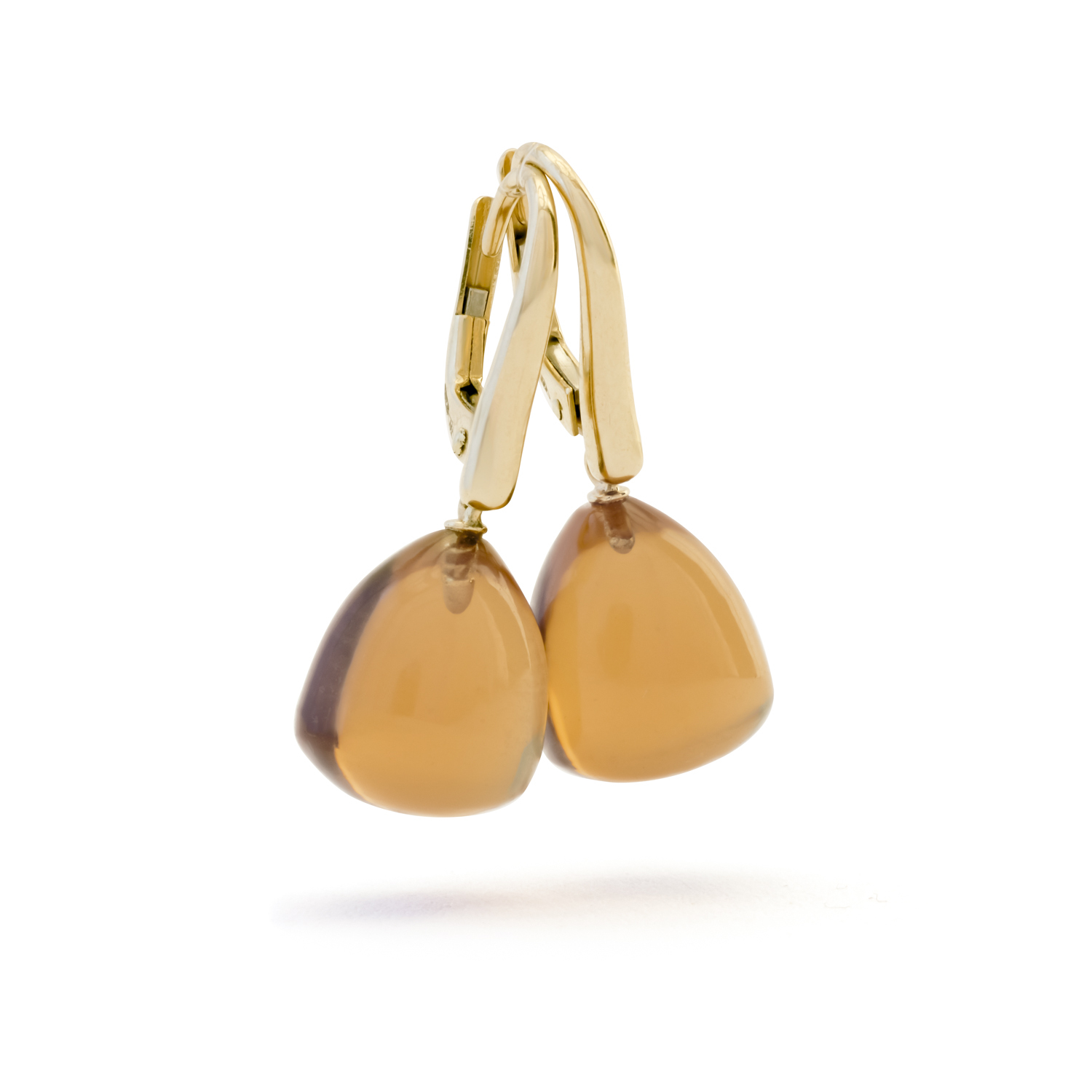 Pamela oorhangers, geelgoud, citrien