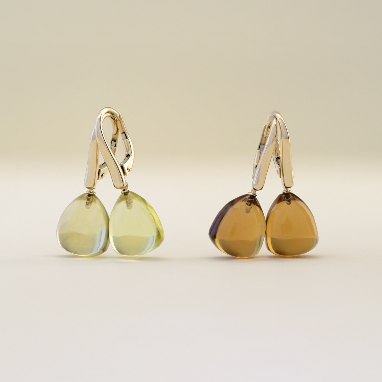 Pamela oorhangers, geelgoud, citrien