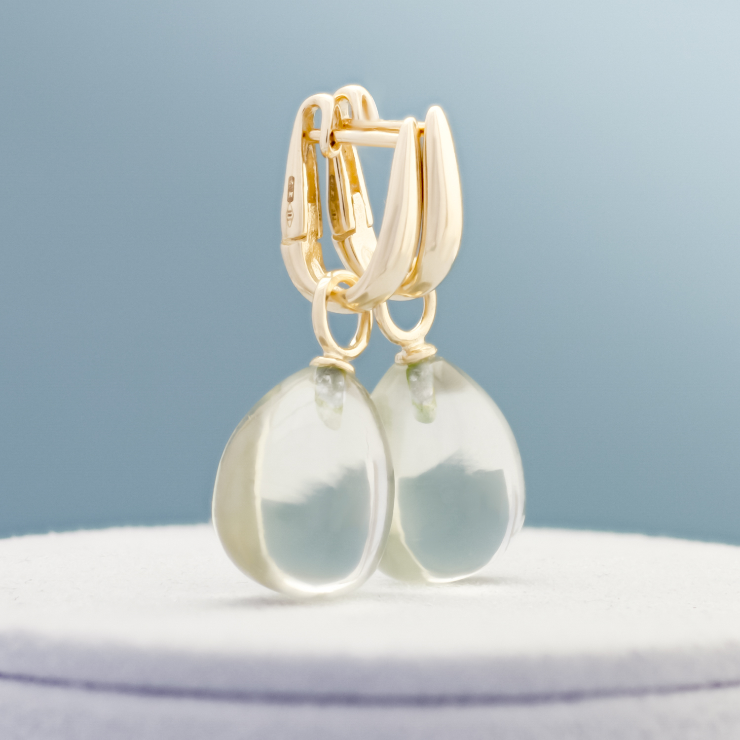 Creolen oorhangers, Onna geelgoud, Prasioliet