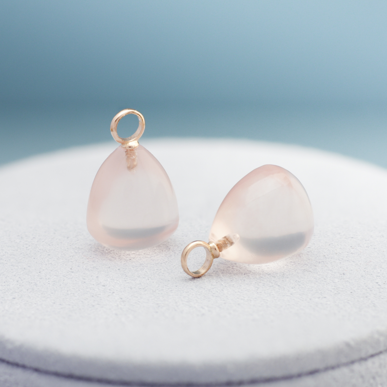 Creolen oorhangers, Olina geelgoud, roze kwarts