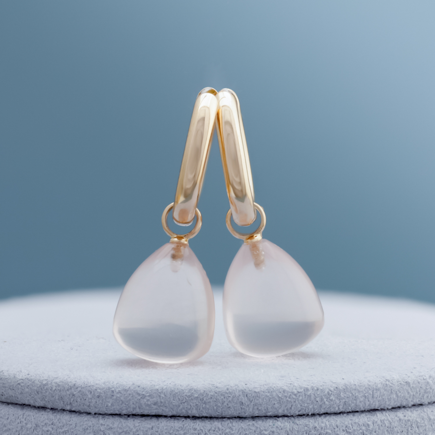 Aanhangers voor creolen, Ora geelgoud, rozekwarts