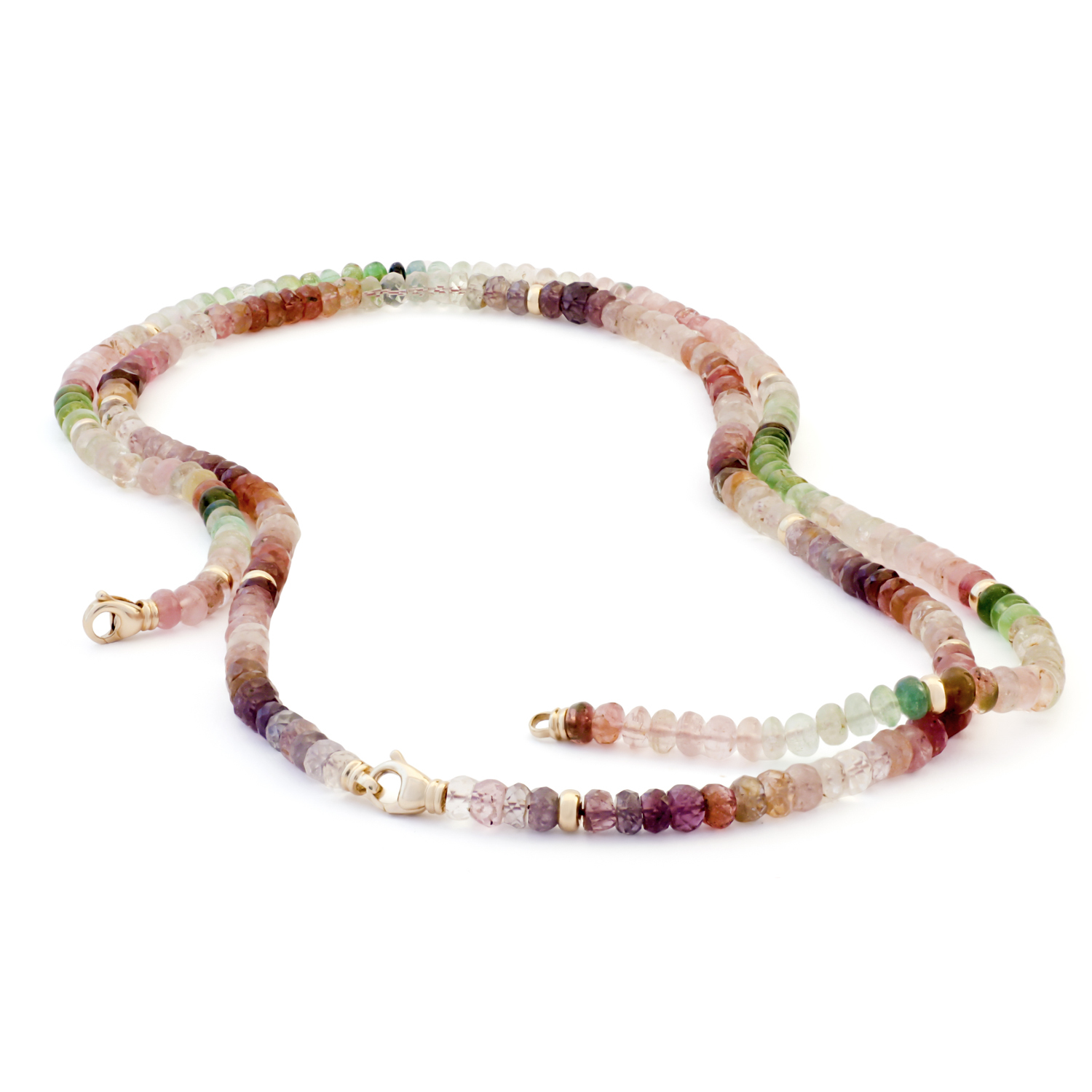 Collier, geelgoud, toermalijn