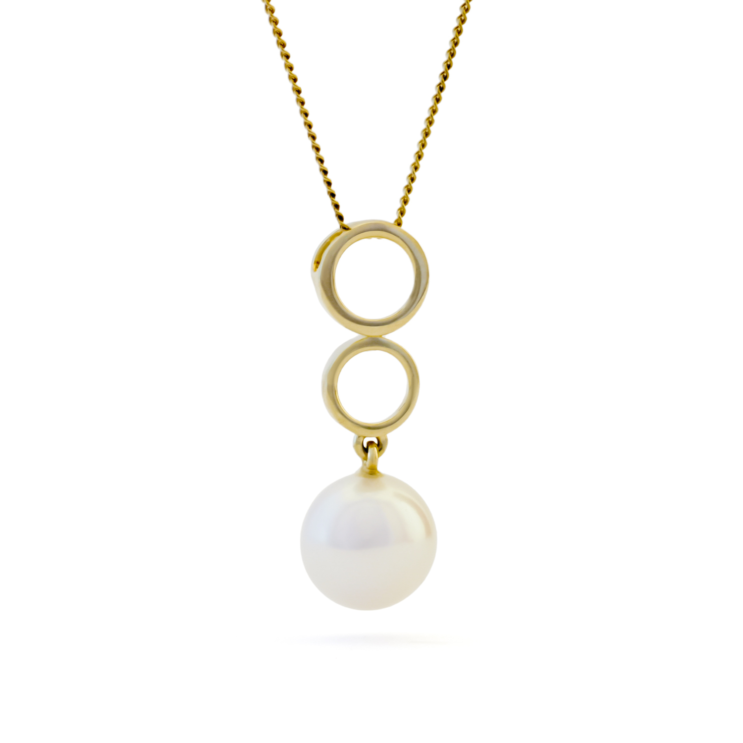 Sally parelhanger met ketting, geelgoud, zoetwaterparel
