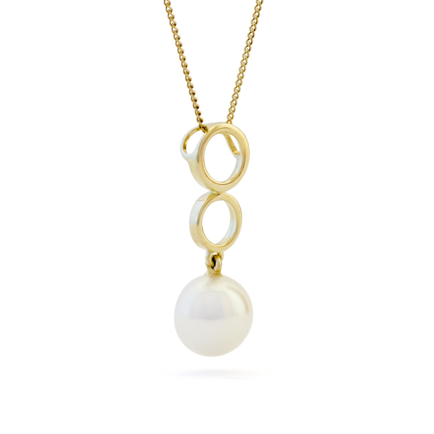 Sally parelhanger met ketting, geelgoud, zoetwaterparel