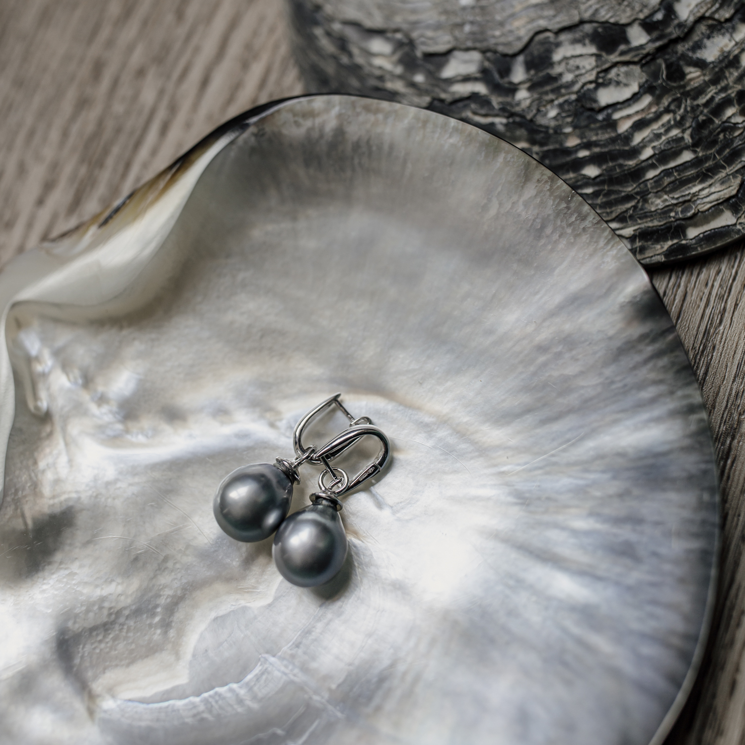 Aanhangers voor creolen, Oralia witgoud, Tahiti parels