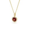 Hanger met ketting, geelgoud, granaat