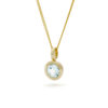 Hanger met ketting, geelgoud, Sky Blue topaas