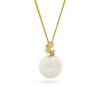 Parelhanger met ketting, geelgoud, diamant