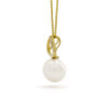 Parelhanger met ketting, geelgoud, diamant