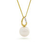 Parelhanger met ketting, geelgoud, diamant