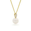 Parelhanger met ketting, geelgoud, diamant