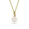 Parelhanger met ketting, geelgoud, diamant