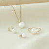 Selena parelring, geelgoud, diamant