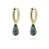 Aanhangers voor creolen, geelgoud, London blue topaas
