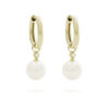 Aanhangers voor creolen, geelgoud, diamant, zoetwaterparels