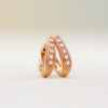 Creolen oorhangers, Orchid roségoud, diamant, chalcedoon