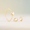 Soleil parelhanger met ketting, geelgoud, zoetwaterparel