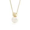 Salma hanger met ketting, geelgoud, zoetwaterparel