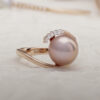 Parelring, roségoud, diamant, zoetwaterparel