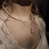 Scarlett parelhanger met ketting, geelgoud, zoetwaterparel