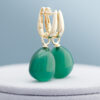 Creolen oorhangers, Onna geelgoud, Groene Onyx