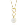 Sally parelhanger met ketting, geelgoud, zoetwaterparel