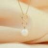 Sally parelhanger met ketting, geelgoud, zoetwaterparel
