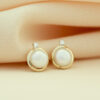 Peggy pareloorknoppen, geelgoud, zoetwaterparel, diamant