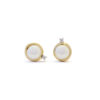 Peggy pareloorknoppen, geelgoud, zoetwaterparel, diamant