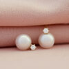 Peace pareloorknoppen, geelgoud, zoetwaterparel, diamant