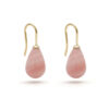 Roze opaal oorbellen, geelgouden haak