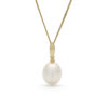 Parelhanger met ketting, geelgoud, zoetwaterparel