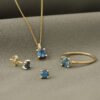 Susan hanger met ketting, geelgoud, London Blue topaas