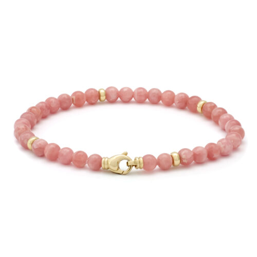 Armband, geelgoud, rhodochrosiet