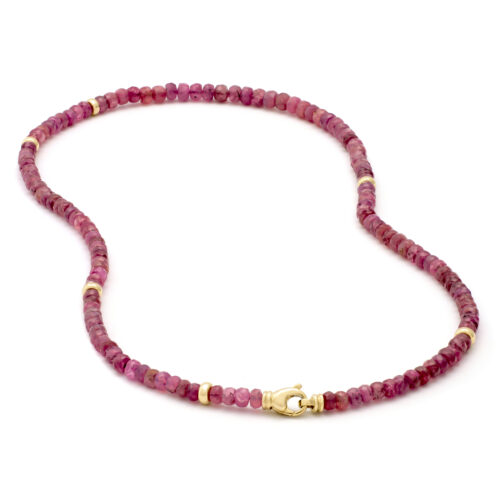 Collier, geelgoud, rode spinel