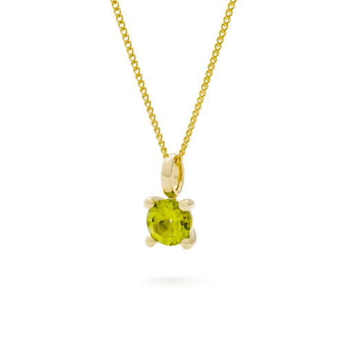 Susan hanger met ketting, geelgoud, peridot