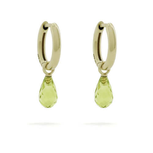 Creolen oorhangers, Olina geelgoud, peridot