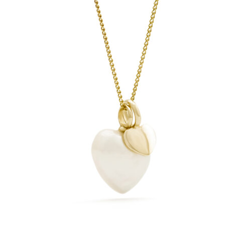 Sorella Hart parelhanger met ketting, geelgoud, zoetwaterparel