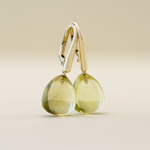 Pamela oorhangers, geelgoud, lemon kwarts