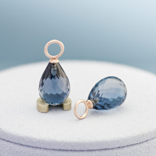 Aanhangers voor creolen, Paula roségoud, London Blue Topaas