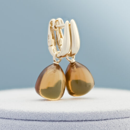 Creolen oorhangers, Onna geelgoud, Citrien